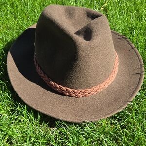 Brown Wool Ezzio Fedora Hat with Braided Band